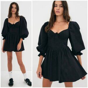 For Love & Lemons Ruth Mini Dress in Black SZ S